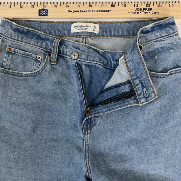 Abercrombie Jeans 90’s women's 30S Slim Straight Ultra High Rise Criss Cross NWT - Picture 5 of 14